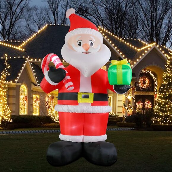 ⚡10FT Christmas Inflatables Giant Santa Claus with Candy Cane Outdoor Decoration - Picture 1 of 7